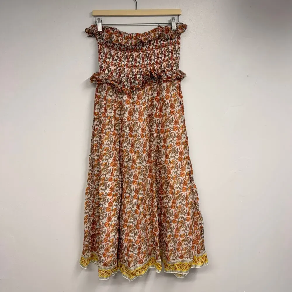 J. Crew Ravenna Dress in Sunset Rose Block-Print SZ L Euro Summer Wedding Guest